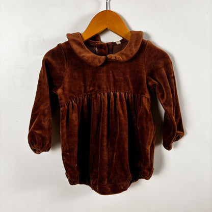 Chocolate Brown Velvet Romper (12-18M)
