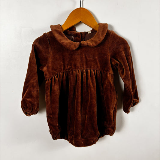 Chocolate Brown Velvet Romper (12-18M)