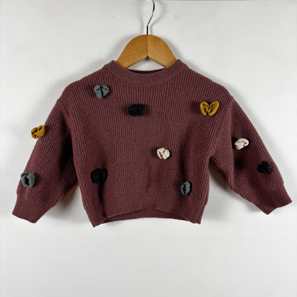 Burgundy Bow Sweater (6-9M)