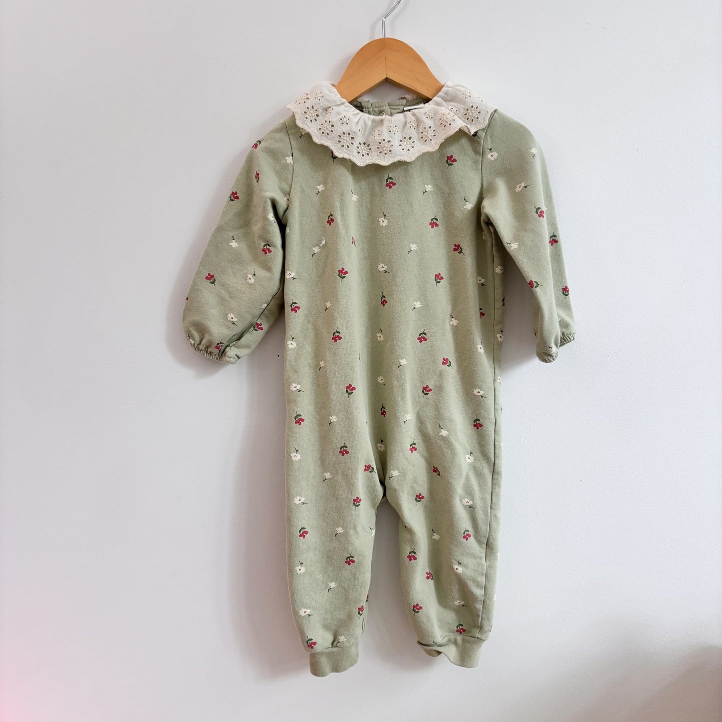 Green Floral Romper (9-12M)