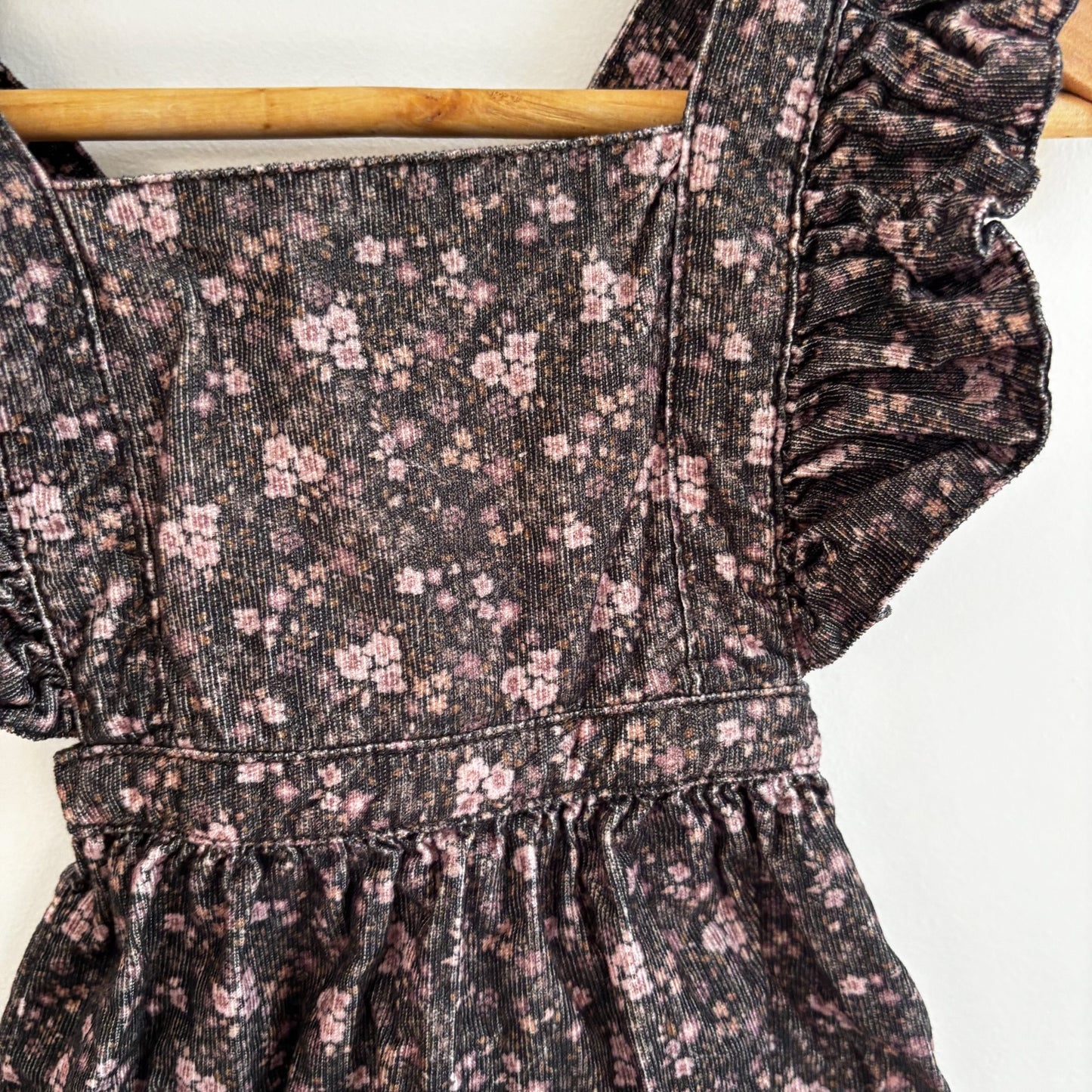 Fine Corduroy Floral Overalls (6-12M)