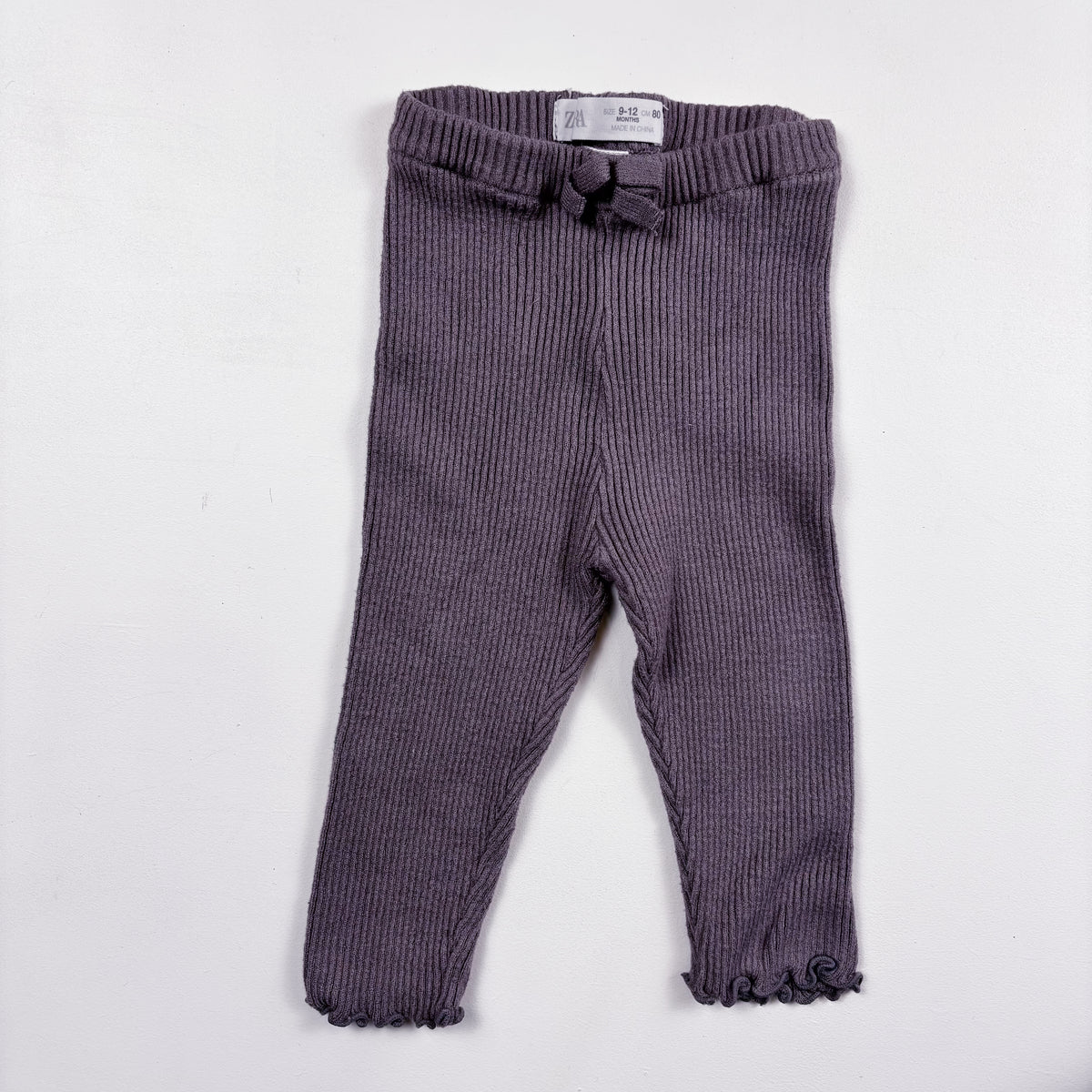 Purple Ribbed Leggings (6-12M)