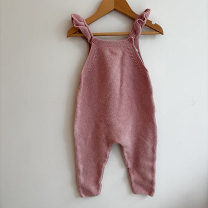 Dusty Pink Knit Overalls (9-12M)