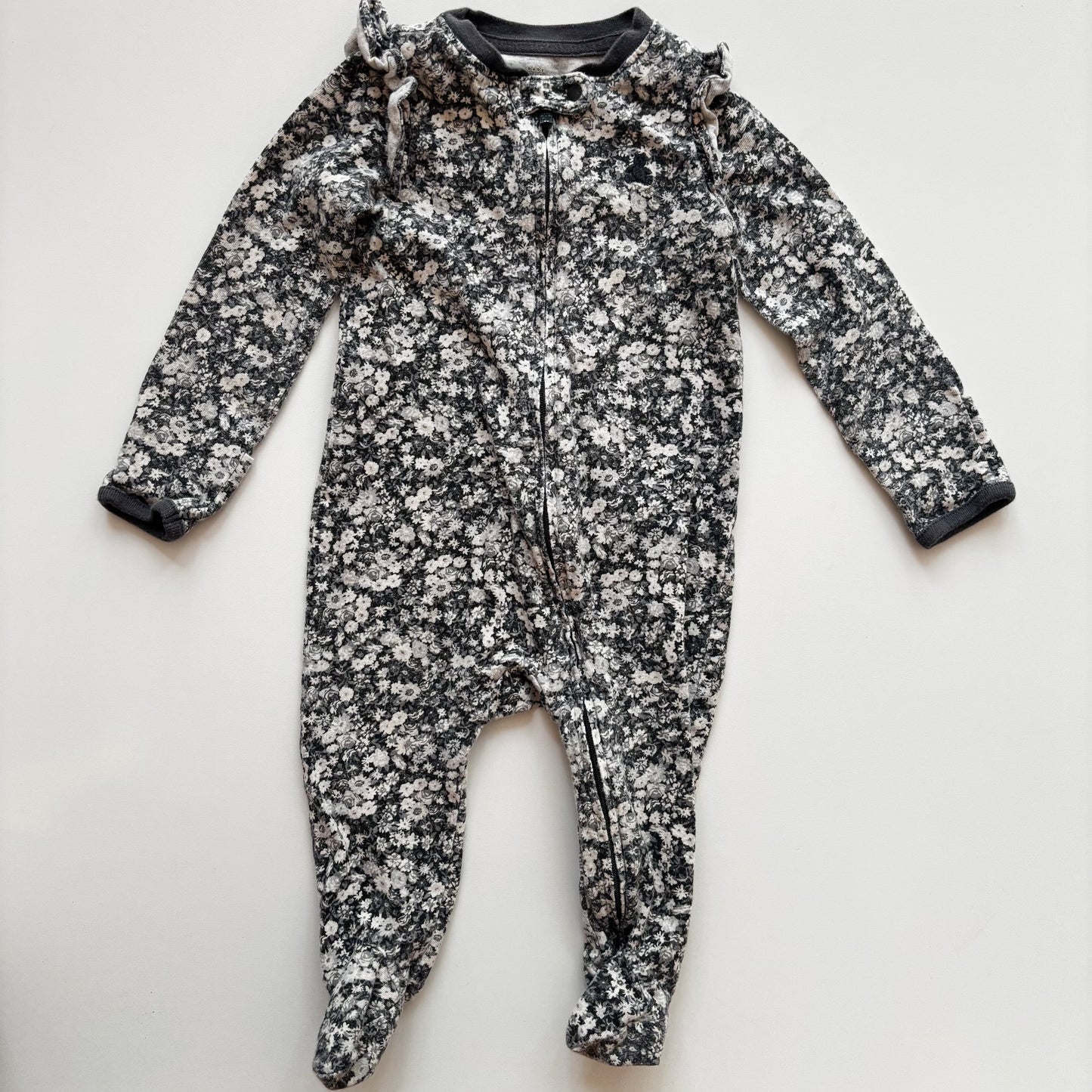 Grey Floral Organic Cotton Sleeper (3-6M)