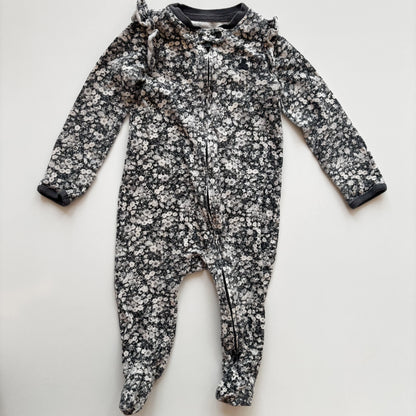 Grey Floral Organic Cotton Sleeper (3-6M)