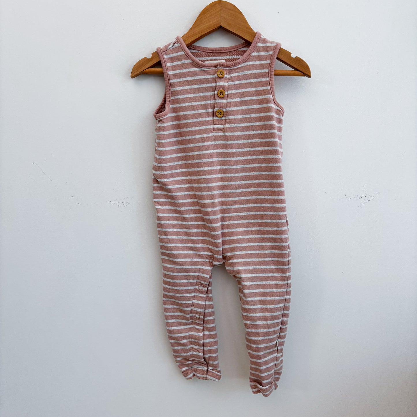 Organic Pink Striped Overalls (18M)