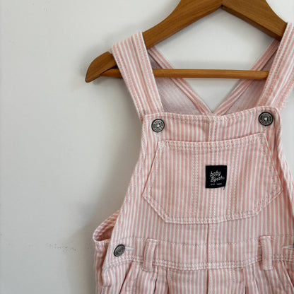 White & Pink Striped Soft Overalls (18-24M)