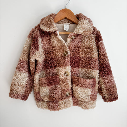 Plaid Teddy Coat (3Y)