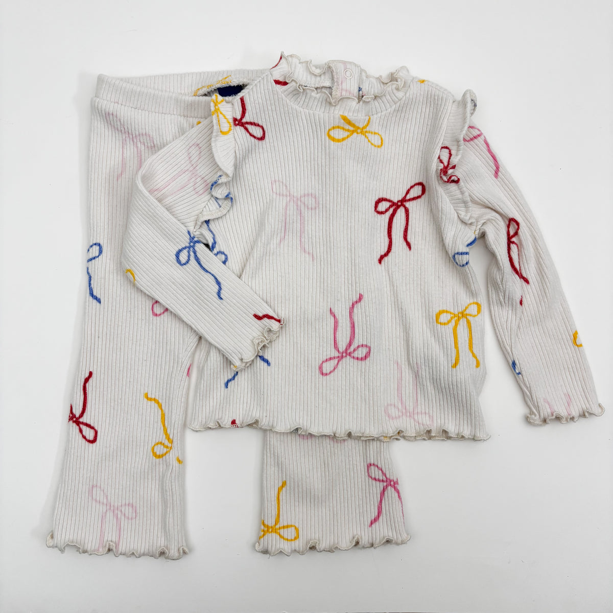 Soft Ribbed Bow Print Set (12-18M)