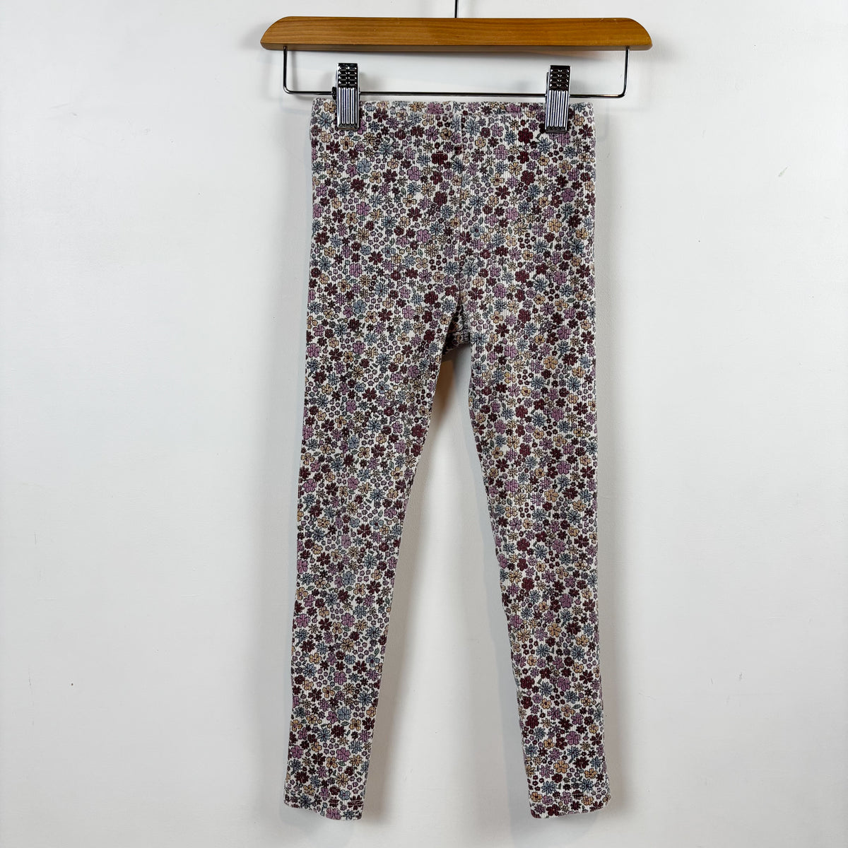 Purple Floral Ribbed Leggings (5Y)