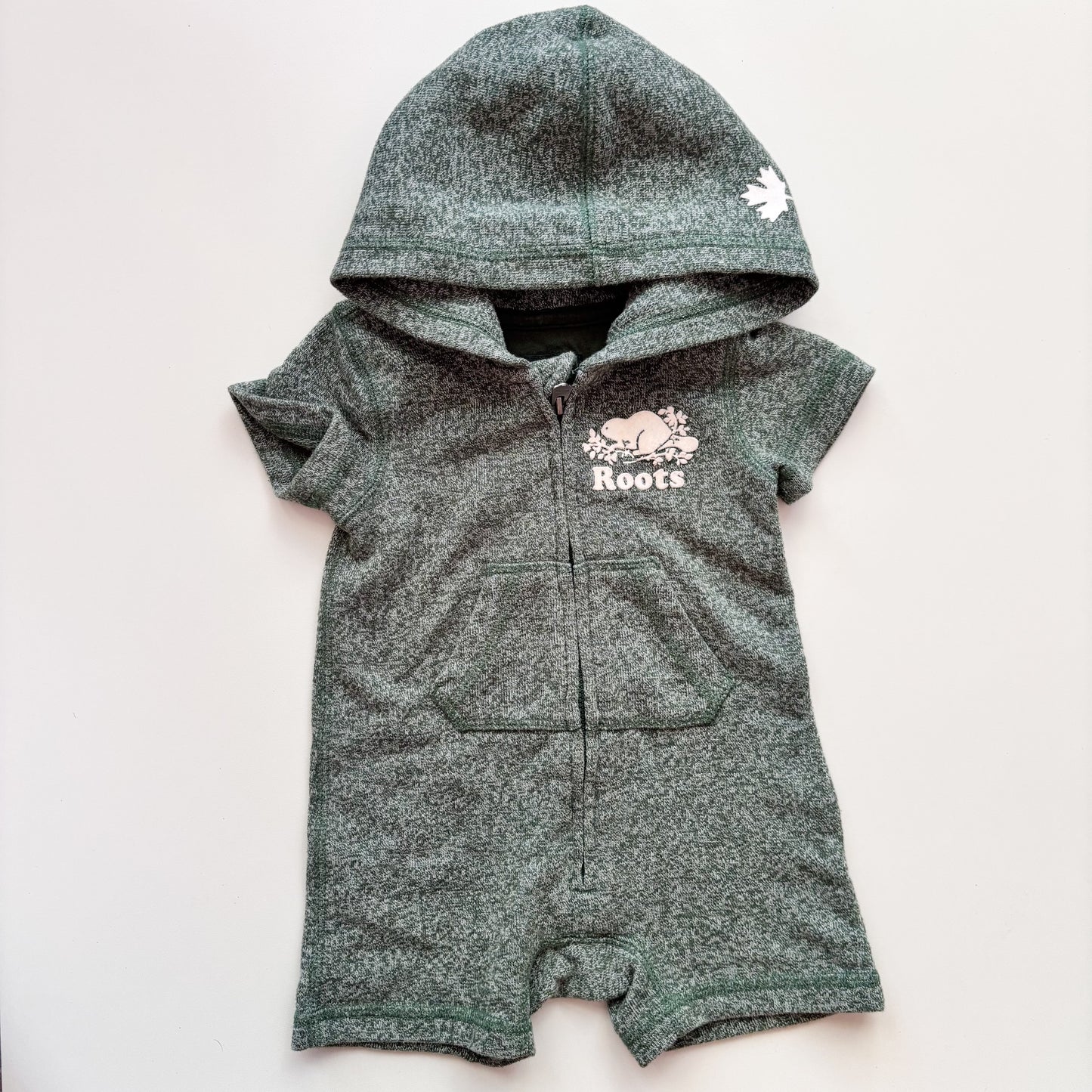 Green Sweatsuit Romper (3-6M)