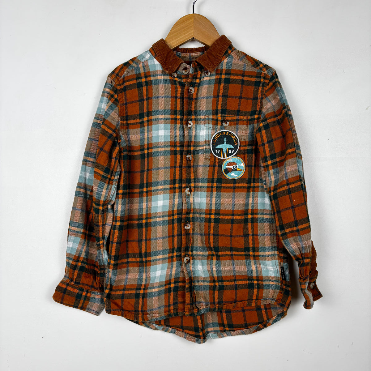 Plaid Flannel Shirt w/ Patches (6Y)