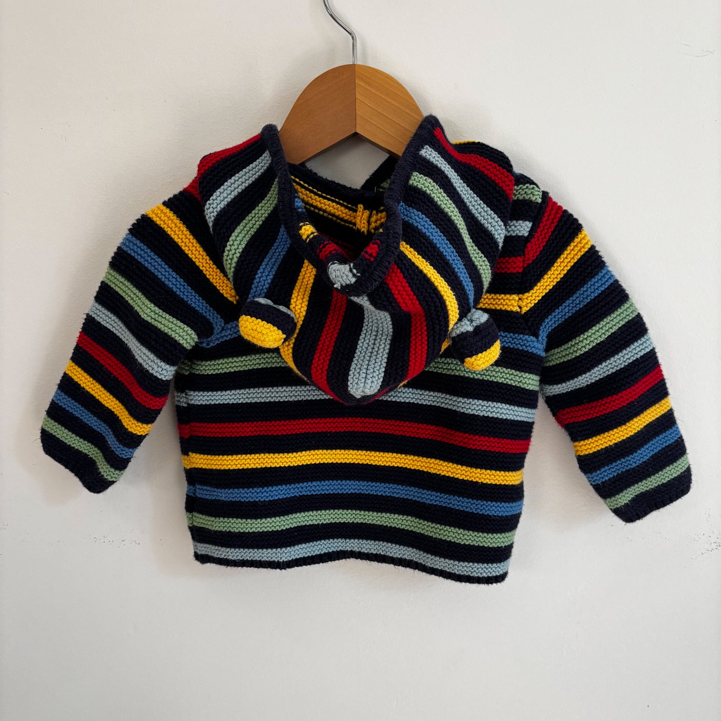 Striped Bear Ear Sweater (3-6M)
