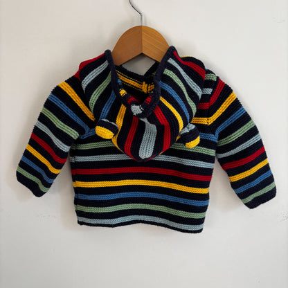 Striped Bear Ear Sweater (3-6M)