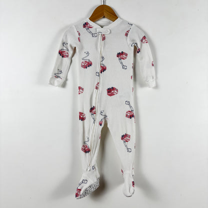 Waffle Knit Firetruck Sleepers (9-12M)
