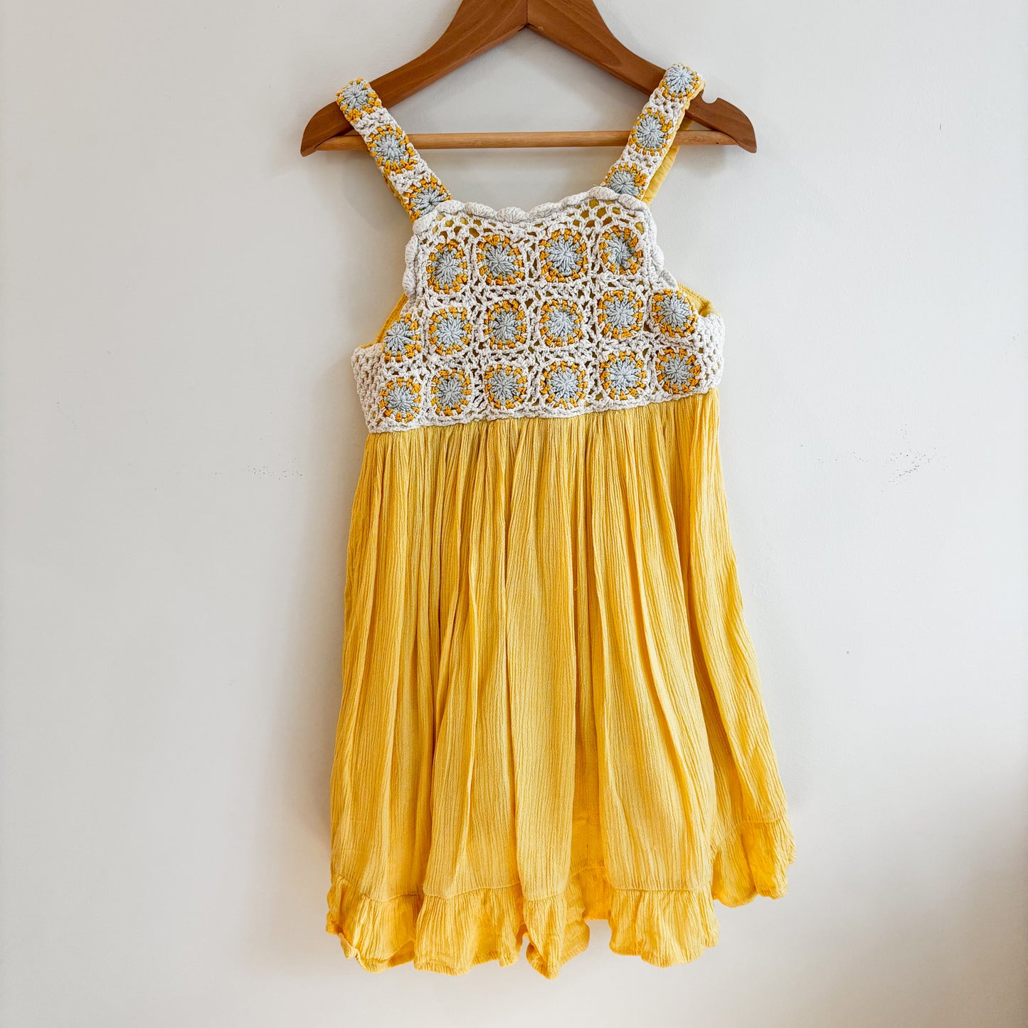 Yellow Gauze & Crochet Dress (4-5Y)