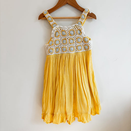 Yellow Gauze & Crochet Dress (4-5Y)