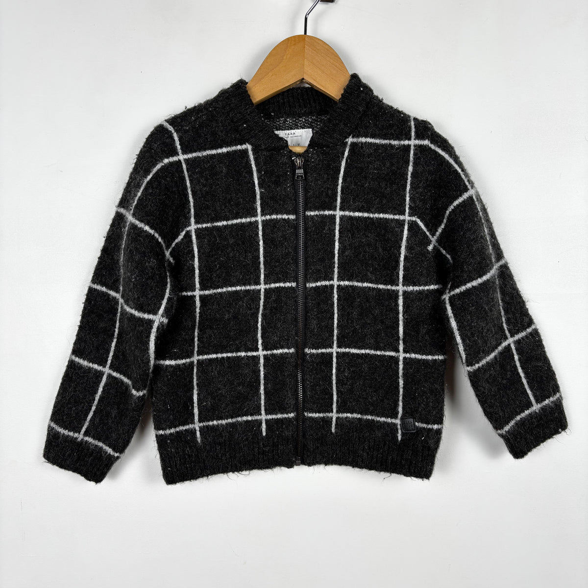 Dark Brown & White Zip Cardigan (2T)
