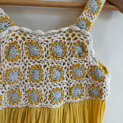 Yellow Gauze & Crochet Dress (4-5Y)