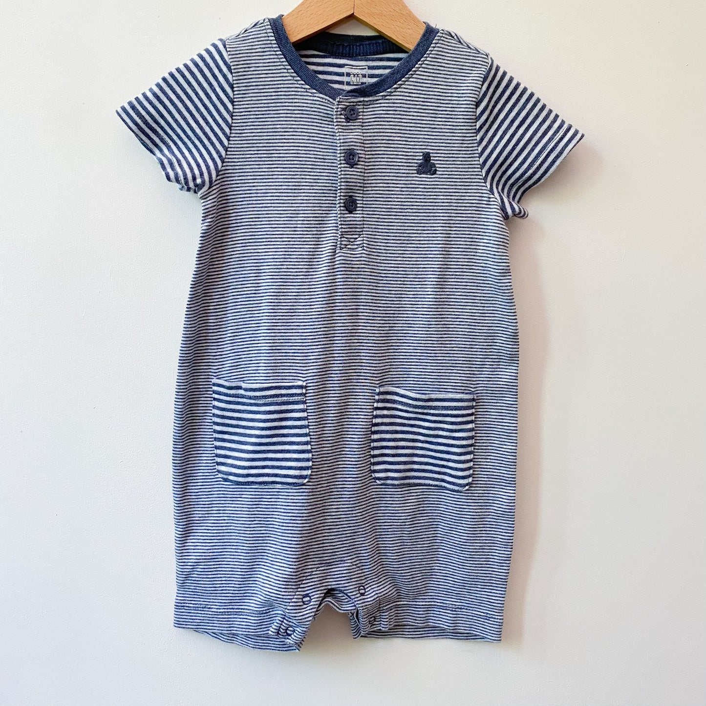 Blue + White Striped Romper (18-24M)