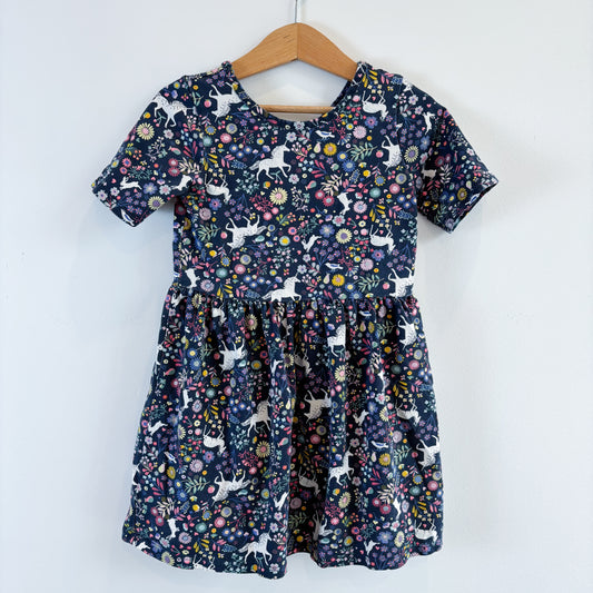Navy Unicorn Print Dress (4Y)