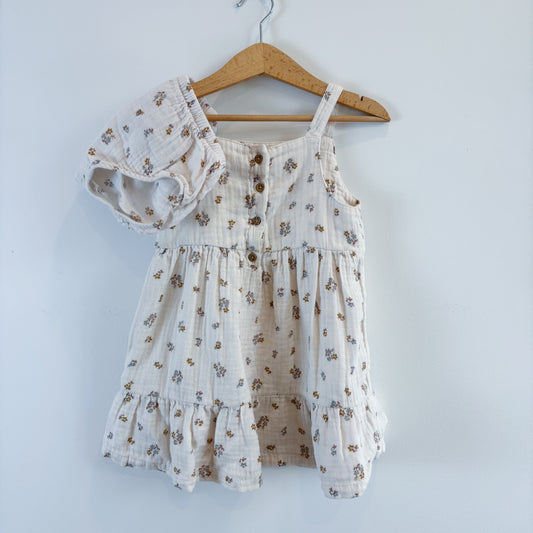 Cream Floral Gauze Dress & Bloomers (24M)