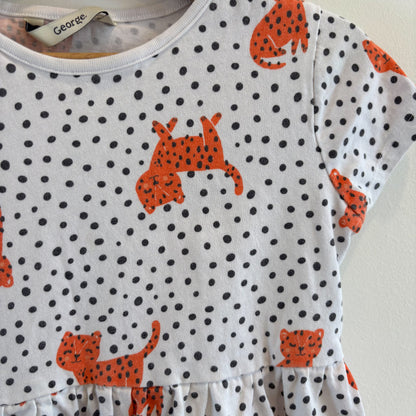 White Tiger Print Dress (4T)