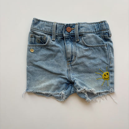 Sun Embroidery Denim Shorts (2T)