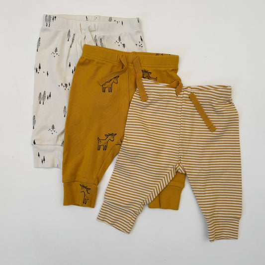 3 x Cotton Pants (0-3M)