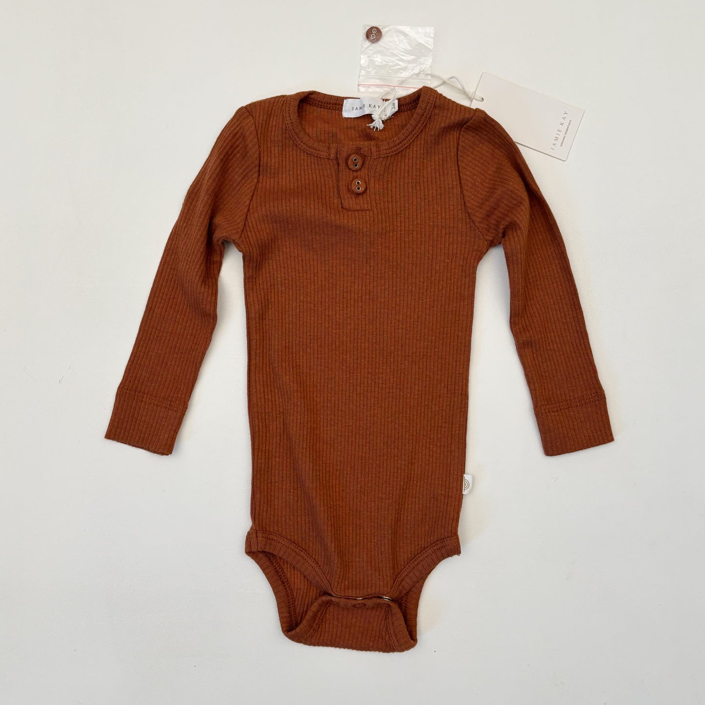 Organic Brown Ribbed Bodysuit (6-12M)