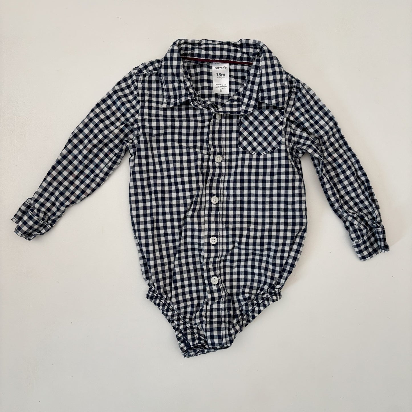 Checkered Button-Up Bodysuit (12-18M)