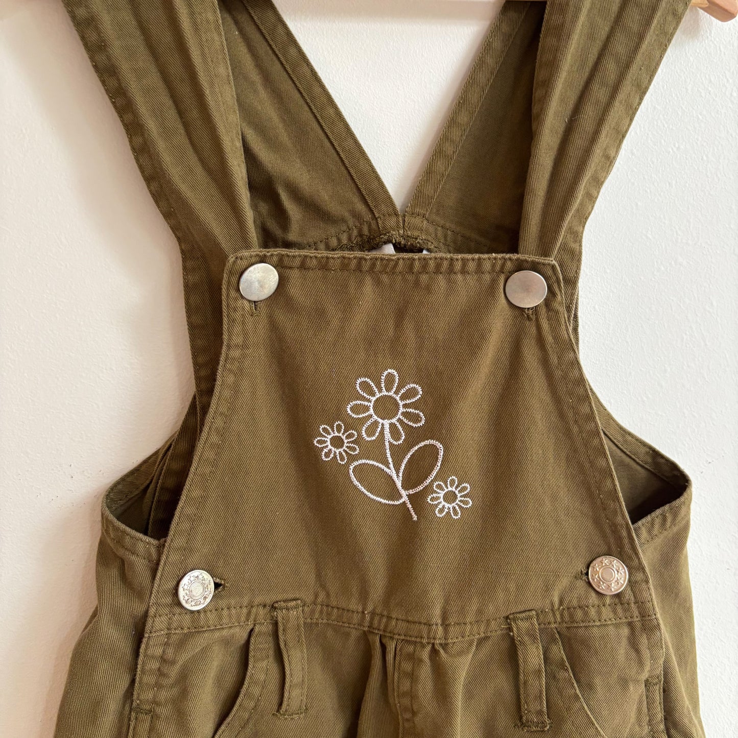Green Embroidered Overalls (3T)