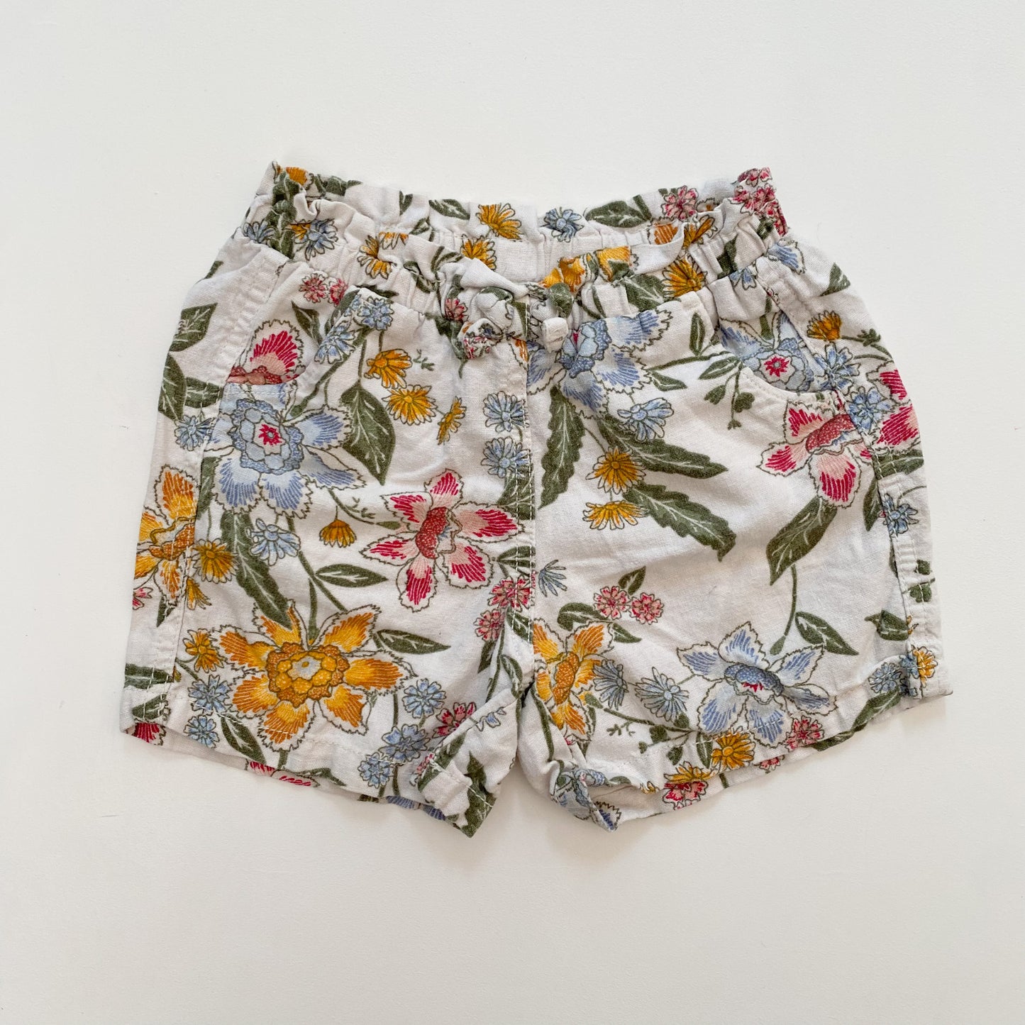 Floral Linen Blend Shorts