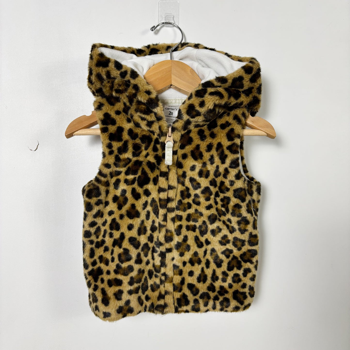 Plush Leopard Vest w/ Hood (2T)