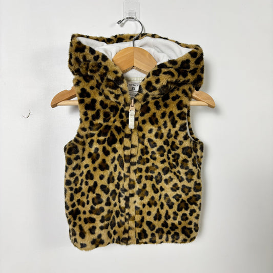Plush Leopard Vest w/ Hood (2T)
