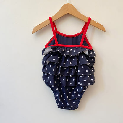 Navy Polka Dot Swimsuit (12-18M)