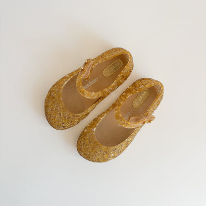 Gold Sparkly Jelly Shoes (7C)