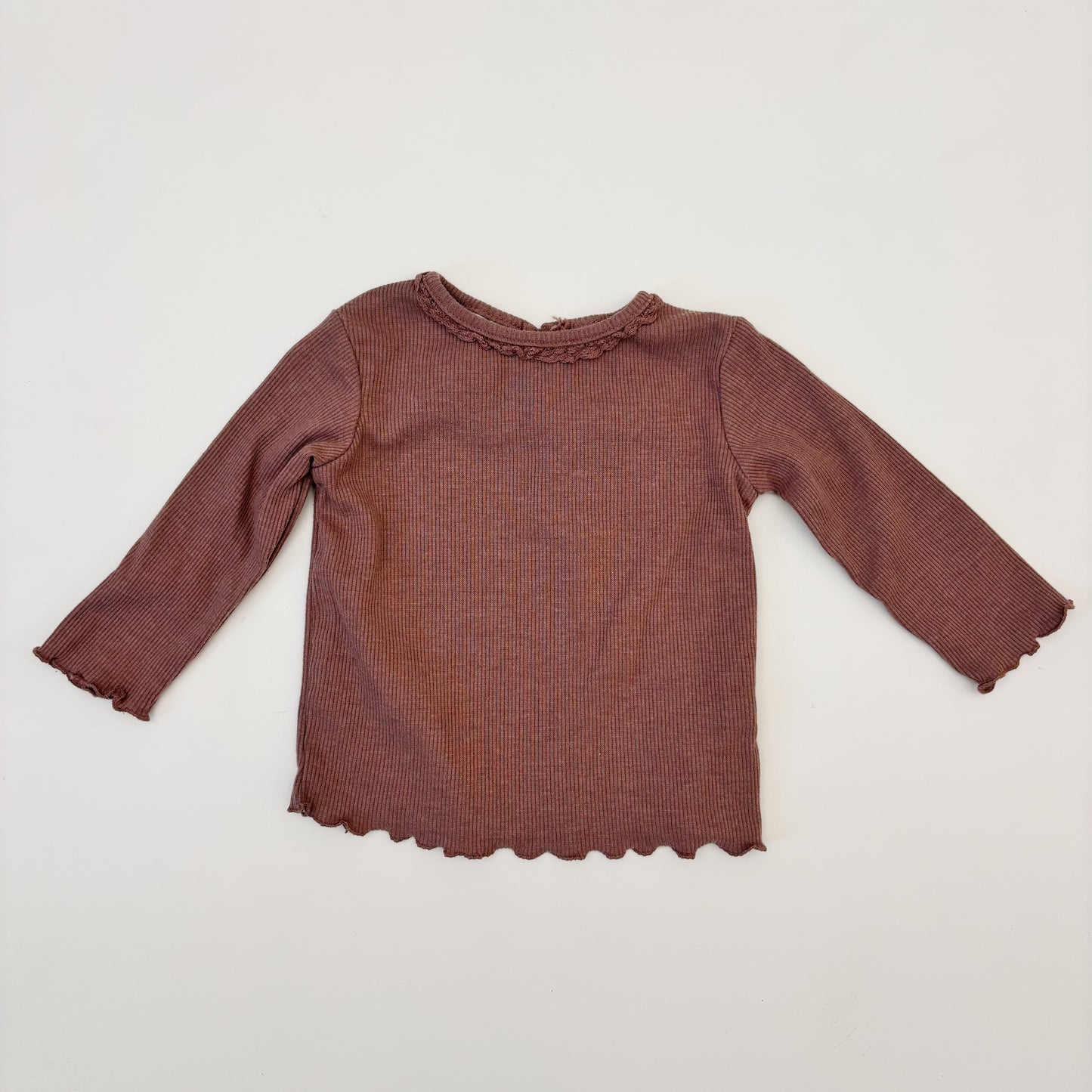 Ruffled Ribbed Long Sleeve Shirt (3-6M)