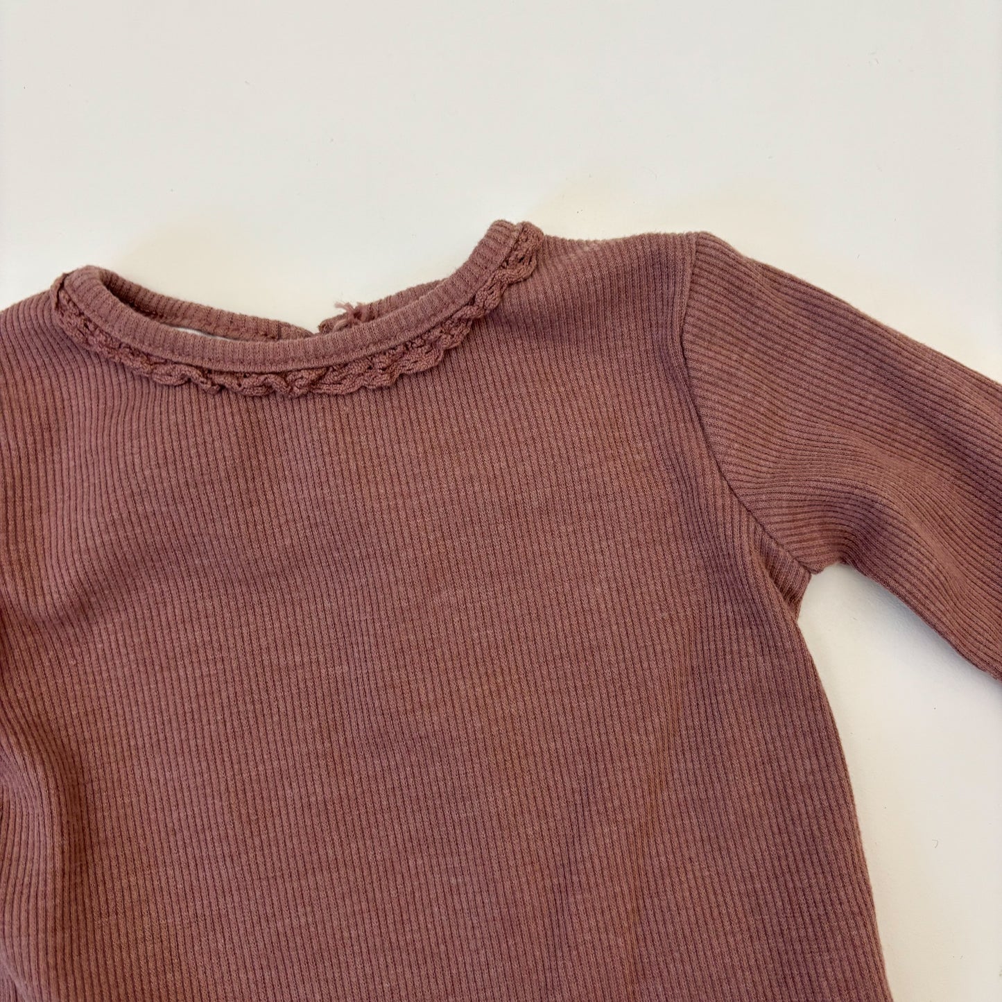 Ruffled Ribbed Long Sleeve Shirt (3-6M)