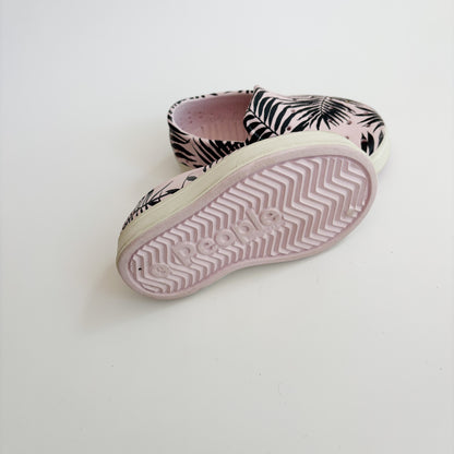 Pink Palm Leaf Slip On Shoes (4C)