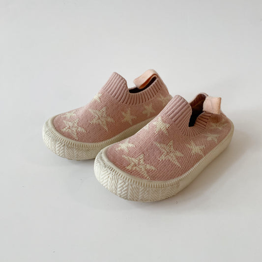 Pink Star Print Slip-On Shoes (5C)