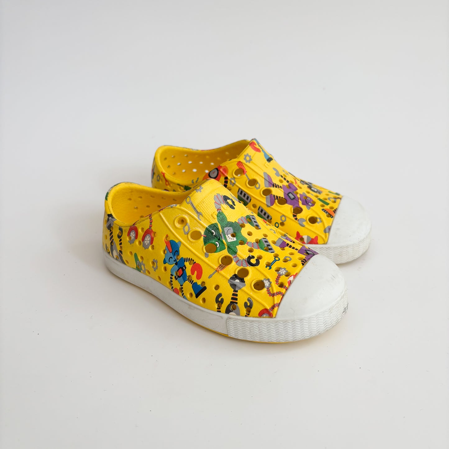 Yellow Robot Pattern Slip On Shoes (6C)