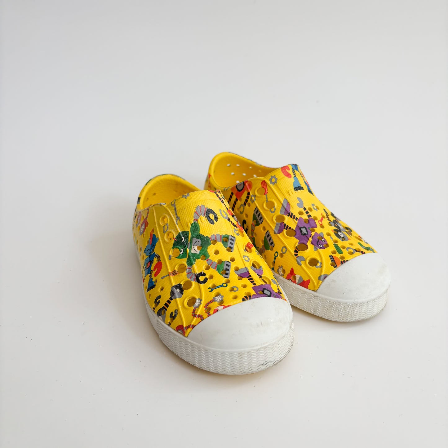 Yellow Robot Pattern Slip On Shoes (6C)