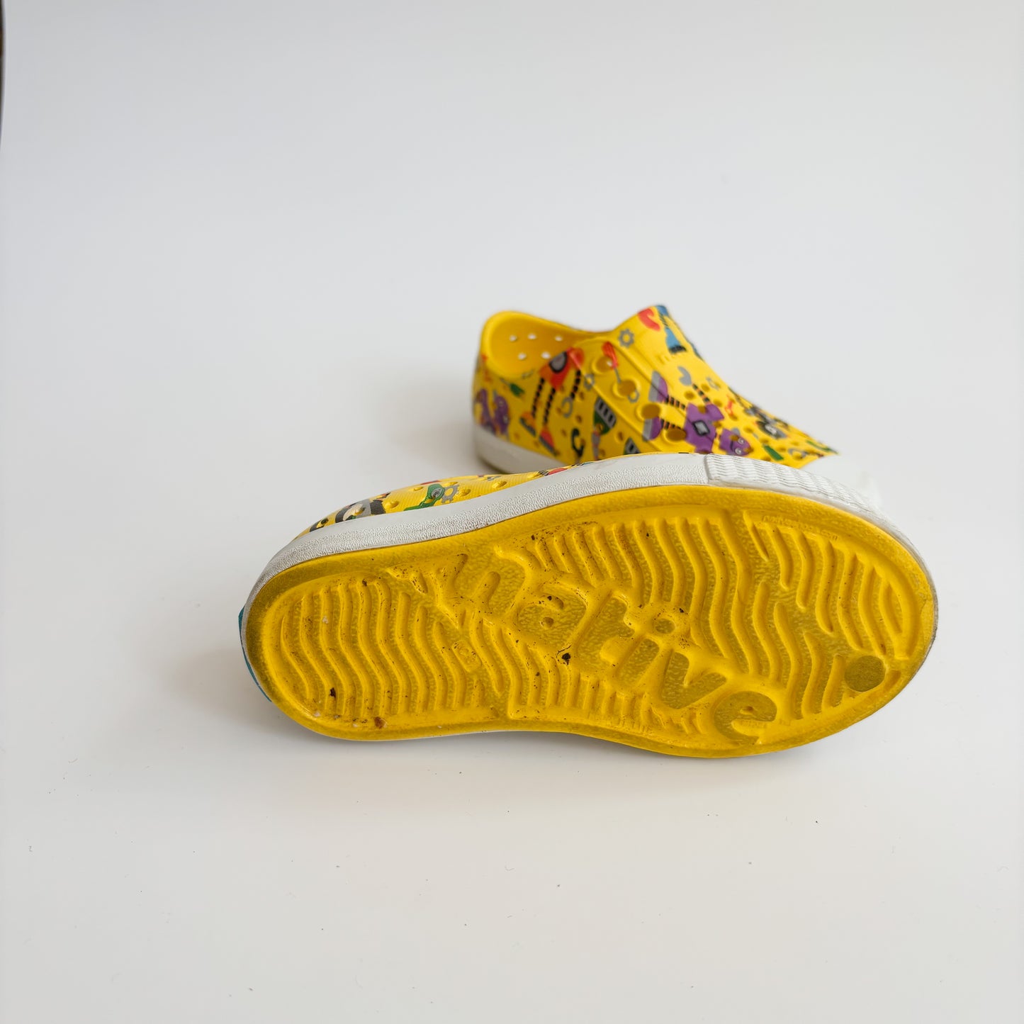 Yellow Robot Pattern Slip On Shoes (6C)