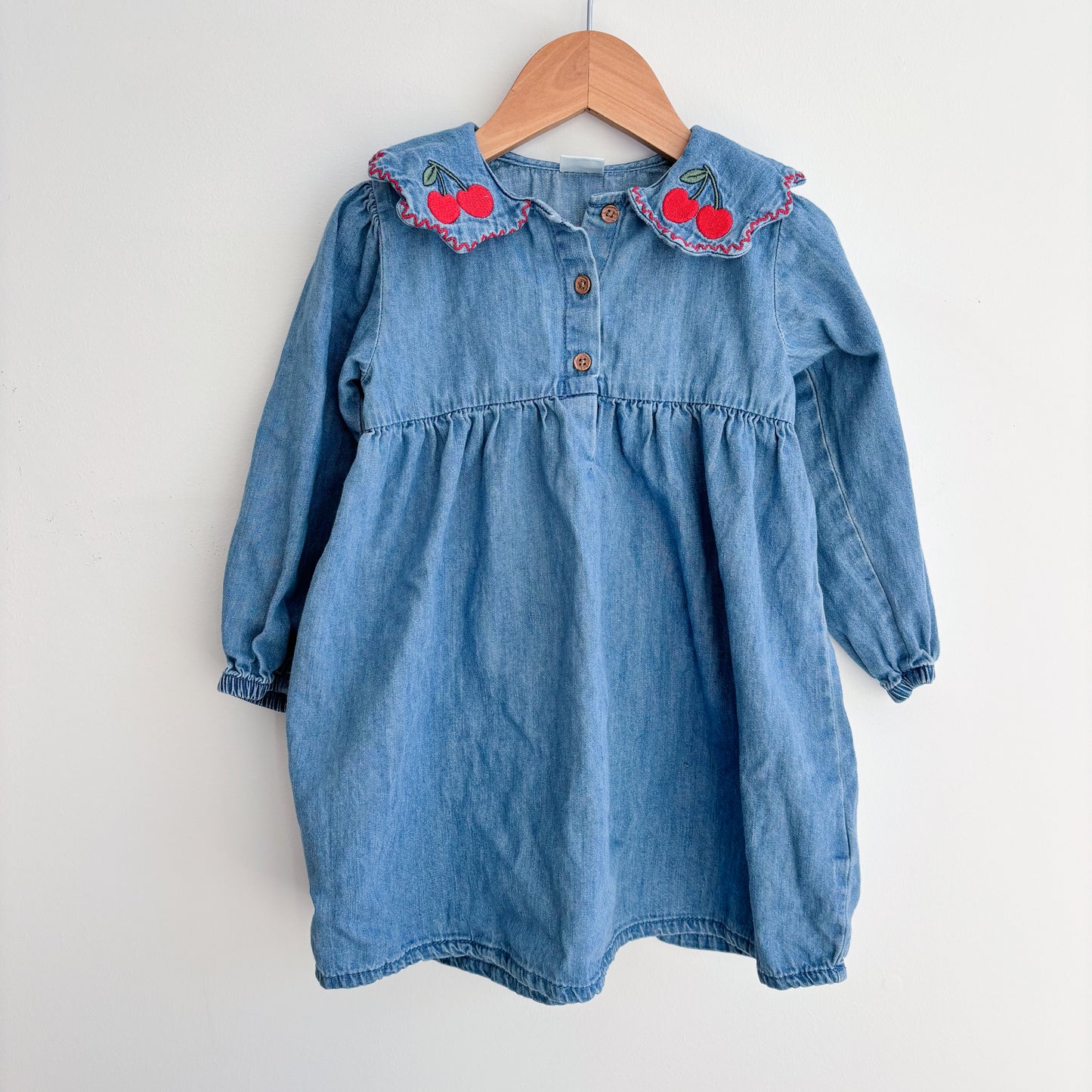 Collared Dress w/ Cherry Embroidery (2-3Y)