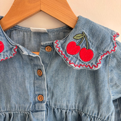 Collared Dress w/ Cherry Embroidery (2-3Y)