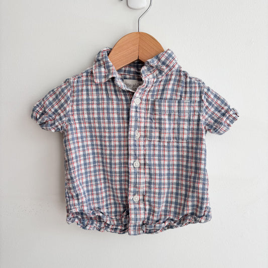 Organic Plaid Linen Blend Shirt (9-12M)