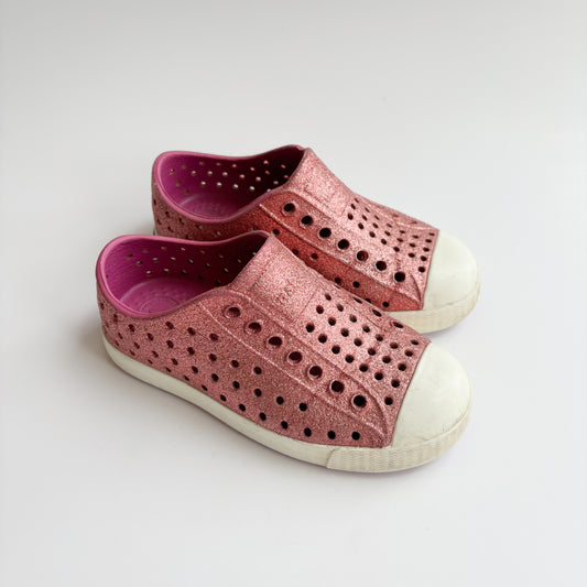 Pink Glitter Slip On Shoes (9C)