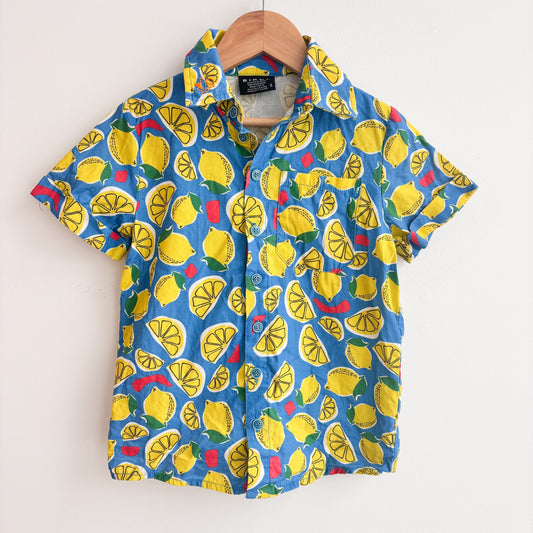 Lemon Print Short Sleeve Button-Up (5Y)