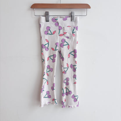 Ribbed Cherry Print Flared Leggings (3Y)
